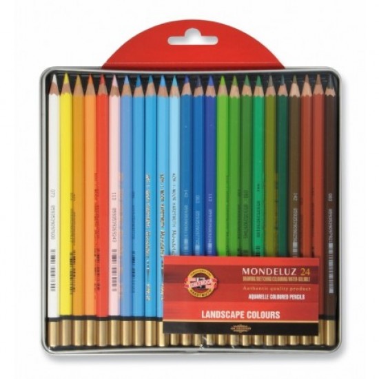 Creioane colorate Koh-I-Noor Aquarell MONDELUZ, cutie metal, diametru mina 3.8 mm, 24 culori/set