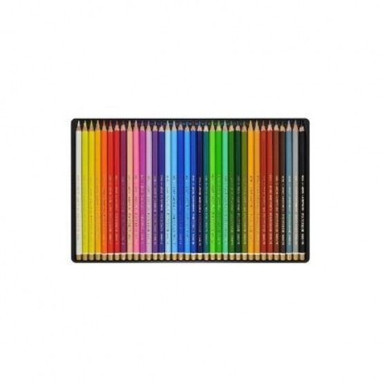 Creioane colorate Koh-I-Noor Aquarell MONDELUZ, cutie metal, diametru mina 3.8 mm, 36 culori/set