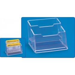 Suport plastic pentru 2 seturi carti de vizita, pentru birou, KEJEA - transparent Suport plastic pentru 2 seturi carti de vizita, pentru birou, KEJEA - transparent