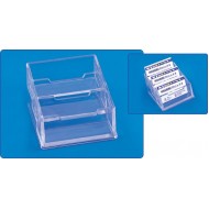 Suport plastic pentru 3 seturi carti de vizita, pentru birou, KEJEA - transparent