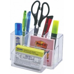 Suport plastic pentru accesorii de birou, 6 compartimente, 105 x 85mm, KEJEA - transparent Suport plastic pentru accesorii de birou, 6 compartimente, 105 x 85mm, KEJEA - transparent