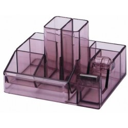 Suport plastic pentru accesorii de birou, 8 compartimente, 148 x 87mm, KEJEA - fumuriu Suport plastic pentru accesorii de birou, 8 compartimente, 148 x 87mm, KEJEA - fumuriu