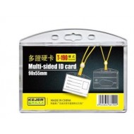 Suport dublu, PS rigid, pentru ID carduri, 90 x 55mm, orizontal, 5 buc/set, KEJEA - transp. cristal