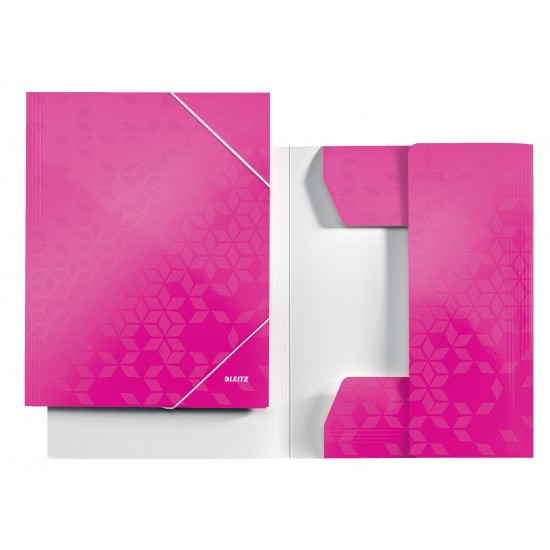 Mapa LEITZ Wow, carton cu elastic - roz metalizat