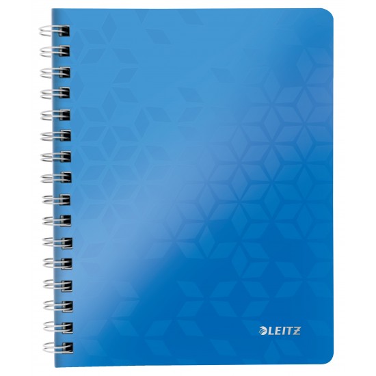 Caiet de birou LEITZ Wow, PP, A5, cu spira, matematica -albastru metalizat