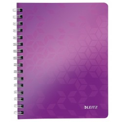 Caiet de birou LEITZ Wow, PP, A5, cu spira, matematica - mov metalizat