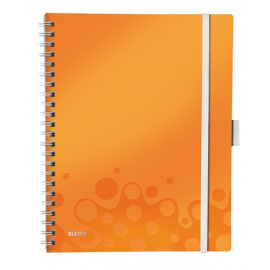 Caiet de birou LEITZ Wow Be Mobile, PP, A4, cu spira, matematica - portocaliu metalizat