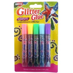 Lipici cu sclipici AMOS  5/set, confetti Lipici cu sclipici AMOS  5/set, confetti