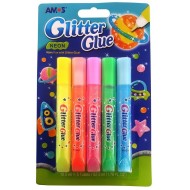 Lipici cu sclipici AMOS, 5/set, neon