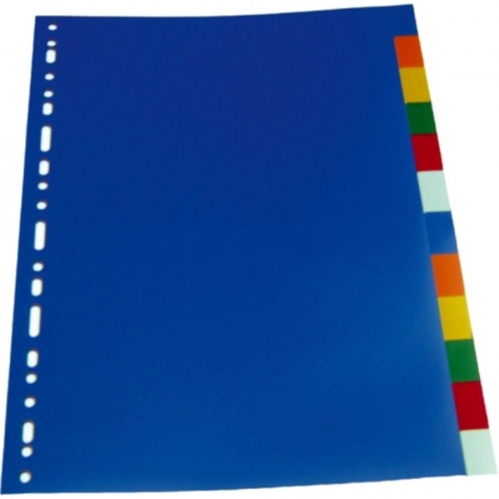 Separatoare plastic color, A4, 120 microni, 12 culori/set, Optima