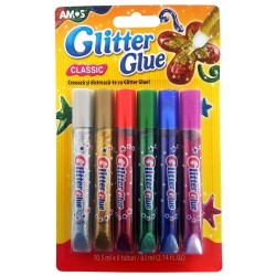 Lipici cu sclipici AMOS  6/set, clasic Lipici cu sclipici AMOS  6/set, clasic