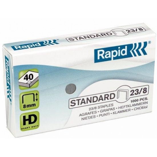 Capse RAPID Standard 23/ 8, 1000 buc/cutie - pentru 10-40 coli Capse RAPID Standard 23/ 8, 1000 buc/cutie - pentru 10-40 coli