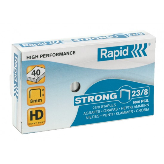 Capse RAPID Strong 23/ 8, 1000 buc/cutie - pentru 10-40 coli Capse RAPID Strong 23/ 8, 1000 buc/cutie - pentru 10-40 coli