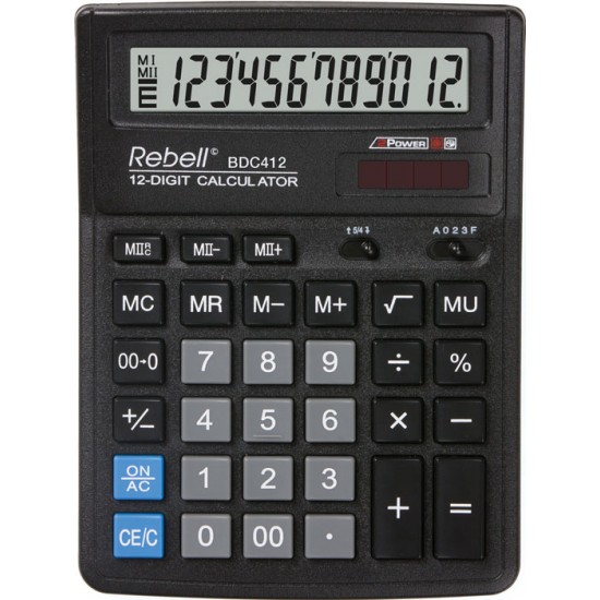 Calculator de birou, 12 digits, 193 x 143 x 38 mm, Rebell BDC 412 - negru