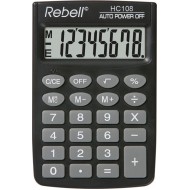 Calculator de buzunar, 8 digits, 88 x 58 x 8 mm, Rebell HC108 - negru