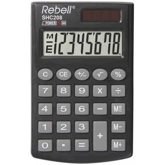 Calculator de buzunar, 8 digits, 100 x 62 x 8 mm, capac din plastic, Rebell SHC208