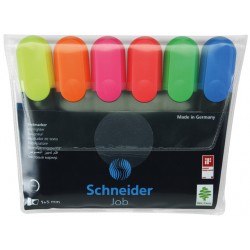 Textmarker SCHNEIDER Job, varf lat, 6 culori/set - (G, O, V, R, A, R) Textmarker SCHNEIDER Job, varf lat, 6 culori/set - (G, O, V, R, A, R)