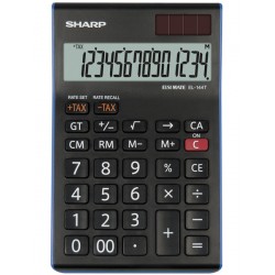 Calculator de birou, 14 digits, 155 x 97 x 12 mm, dual power, SHARP EL-144TBL - negru