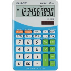 Calculator de birou, 10 digits, 149 x 100 x 27 mm, dual power, SHARP EL-M332BBL - gri/bleu Calculator de birou, 10 digits, 149 x 100 x 27 mm, dual power, SHARP EL-M332BBL - gri/bleu
