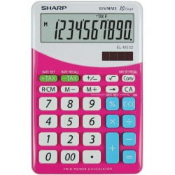 Calculator de birou, 10 digits, 149 x 100 x 27 mm, dual power, SHARP EL-M332BBL - gri/roz Calculator de birou, 10 digits, 149 x 100 x 27 mm, dual power, SHARP EL-M332BBL - gri/roz