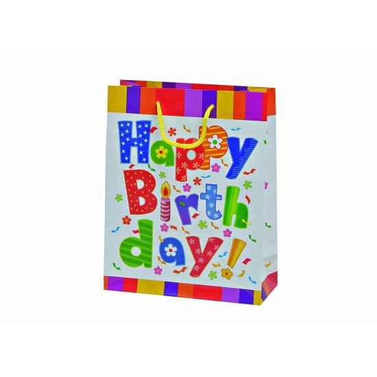 Punga de cadou colorata "Happy birthday!", pretul este pe bucata