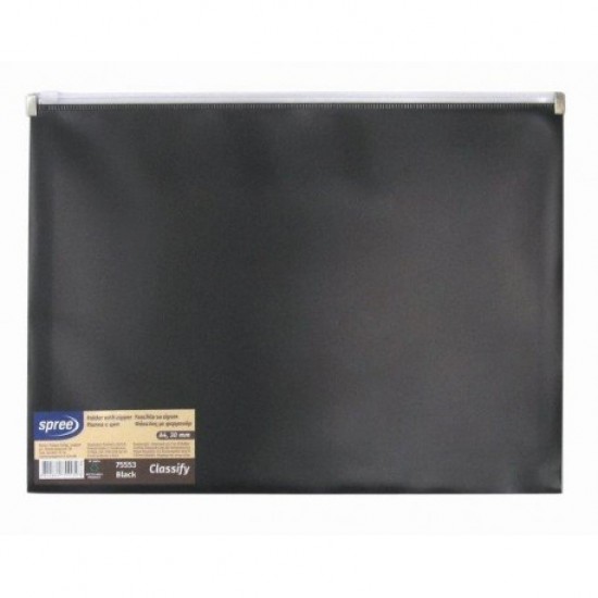 Mapa cu fermoar A4 PP , NEGRU