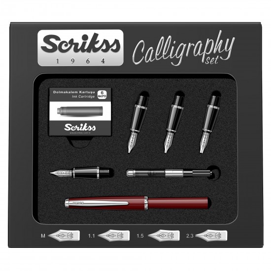 Burgundy CT Set Caligrafie Scrikss Calligraphic Pen Set