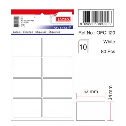 Etichete autoadezive albe, 34 x 52 mm, 80 buc/set, Tanex