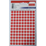 Etichete autoadezive color, D10 mm, 540 buc/set, TANEX - rosu