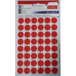 Etichete autoadezive color, D16 mm, 240 buc/set, TANEX - rosu