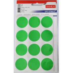 Etichete autoadezive color, D32 mm, 60 buc/set, TANEX - verde
