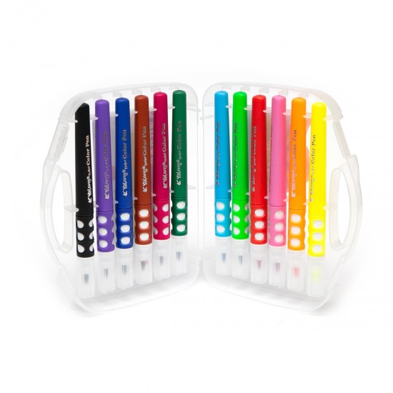 Carioca Yalong Water Color Pens, 12 culori/set, cu varf de pensula, ambalate in cutie de plastic