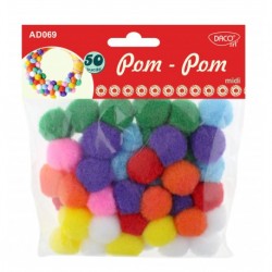 Pompom mix Midi DACO - AD069, 25mm, 50buc Pompom mix Midi DACO - AD069, 25mm, 50buc