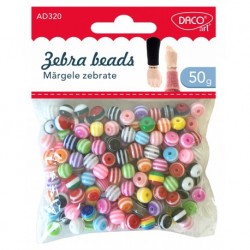 Kit creativ Margele zebrate DACO - AD320, 50g Kit creativ Margele zebrate DACO - AD320, 50g