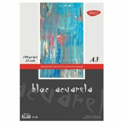 Bloc desen DACO, A3, 190 gr/mp, acuarela, 24 file Bloc desen DACO, A3, 190 gr/mp, acuarela, 24 file