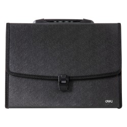 Servieta plastic rigid cu maner 7 compart. neagra Deli