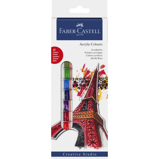 Acril Faber Castell collection 12x12 ml, non-toxice 