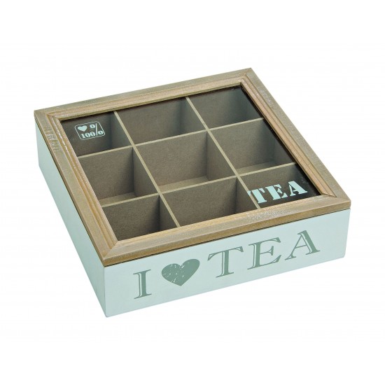 Cutie de ceai din lemn, cu geam, baza 24x24cm, h 7 cm, pretul este pe bucata 