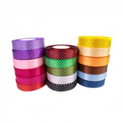 Panglica satin cu buline 25mm Panglica satin cu buline 25mm