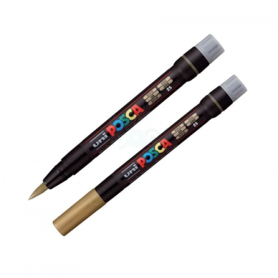 Marker pensula UNI Posca Brush PCF-350  auriu
